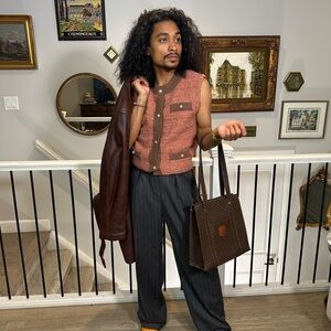 Authentic Vintage Celine Macadam Monogram Tote Bag - Classic Brown Shoulder Bag